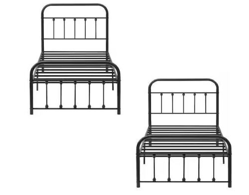 VECELO Twin Size 2-Piece Metal Platform Bed Frame Set, No Box Spring Needed