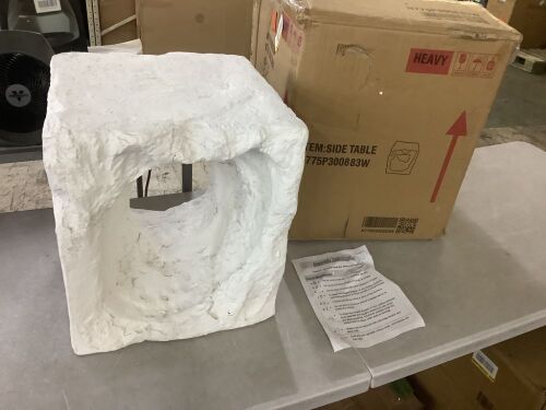 CHRISTOPHER KNIGHT HOME Lyra Patio Magnesium Oxide Square Karst Cave Inspired Indoor and Outdoor Side Table, White