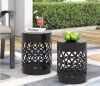 CHRISTOPHER KNIGHT HOME Holt Black Cylindrical Metal Outdoor Patio Side Table (Set of 2) - Thumbnail 1