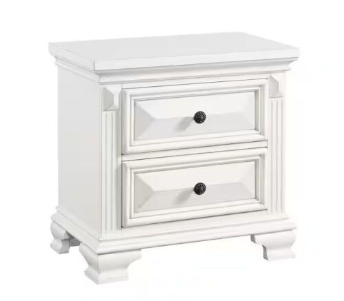 Trent 2-Drawer Nightstand in White