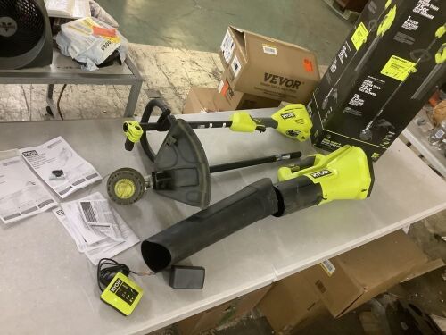 RYOBI 40V Cordless Attachment Capable 15" String Trimmer & 550 CFM 120 MPH Blower Combo - No Battery