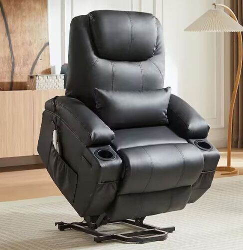Bestier 35 in. W Black Power Lift Recliner Chair with 8-Point Massage and Heating - Lot 25JF