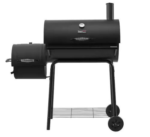 Royal Gourmet 28 in. Barrel Charcoal Grill with Offset Smoker in Black