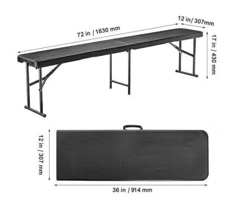 VEVOR 6 ft. Plastic Folding Bench - Lot 627JF