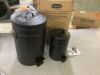 Innovaze 3.2 Gal. and 0.8 Gal. Old Time New York Style Round Black Metal Step-on Trash Can Set - 1 Lid Dented - Thumbnail 1