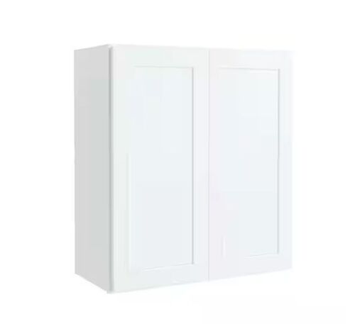 Hampton Bay Courtland 27 in. W x 12 in. D x 30 in. H Assembled Shaker Wall Kitchen Cabinet in Polar White