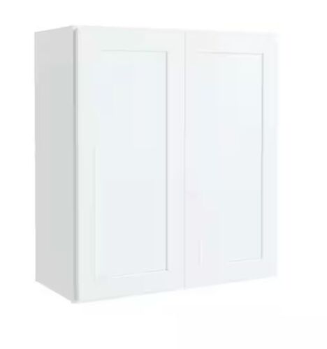 Hampton Bay Courtland 27 in. W x 12 in. D x 30 in. H Assembled Shaker Wall Kitchen Cabinet in Polar White