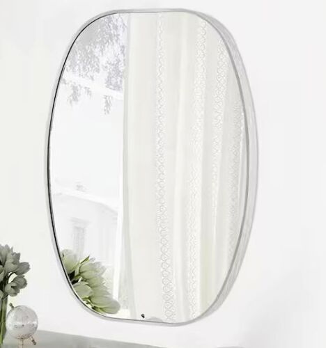 LuxHomez 20 in. W x 30 in. H Silver Oval Wall Mirror Aluminum Frame - Lot 622JF