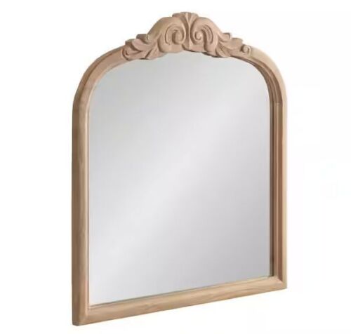 Kate and Laurel Arendahl Natural Brown 28 in. W x 30 in. H Arch Wood Wall Mirror - Lot 625JF