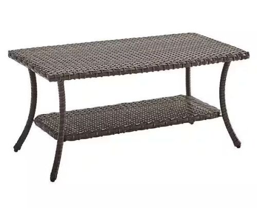 Pocassy Brown Outdoor Full-Woven Wicker Patio Coffee Table