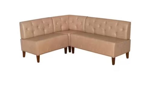 Linon Home Decor Trapp Corner Nook 73.37 in. Tan Dining Bench High Back