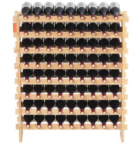 VEVOR 8-Tier Bamboo Wood 72-Bottle Wine Rack - Lot 615JF