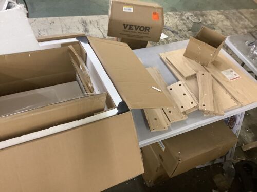 Polibi 18.6 in. W Single Sink Freestanding Bath Vanity in Natural with White Ceramic Top, 1 Door and 2-tier Side Shelf - Lot 490JF