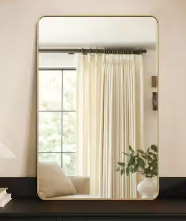 LuxHomez 20 in. W x 30 in. H Gold Vanity Rectangle Wall Mirror Aluminum Alloy Frame - Lot 607JF