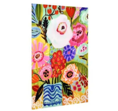 Empire Art Direct "Fresh Flowers in Vase II" by EAD Art Coop Frameless Free-Floating Tempered Art Glass Wall Art