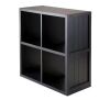 WINSOME WOOD Timothy 2x2 Grid Shelf in Black - Thumbnail 1