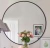 LuxHomez 24 in. W x 24 in. H Black Vanity Round Wall Mirror Aluminum Alloy Frame - Thumbnail 1