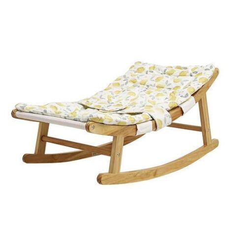 Wooden Baby Rocker Chair with Soft Cushion and Safety Belt