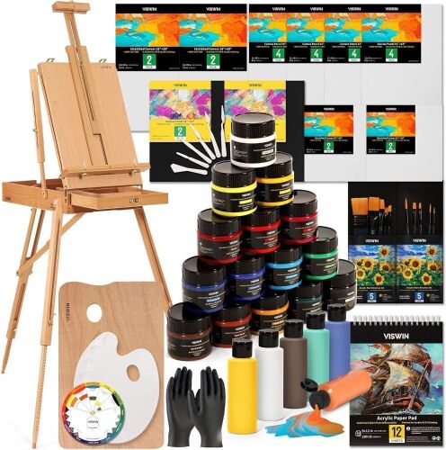 VISWIN Acrylic Paint Set with French Easel