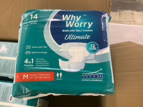 WhyWorry Ultimate Adult Incontinence Briefs, Medium, 4 Packs of 14