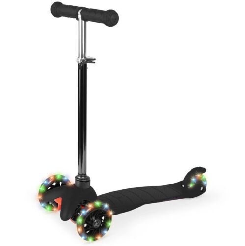 Kids Mini Kick Scooter Toy w/ Colorful Light-Up Wheels, Adjustable T-Bar - Lot 731