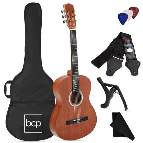 Beginner Acoustic Guitar Set w/ Case, Strap, Extra Strings - 38in