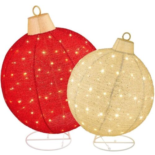 2pc Lighted Pop-Up Christmas Ornaments Decoration w/ 220 LED Lights, Stand - Lot 835