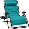Oversized Padded Zero Gravity Chair, Folding Recliner w/ Headrest, Side Tray - Thumbnail 1