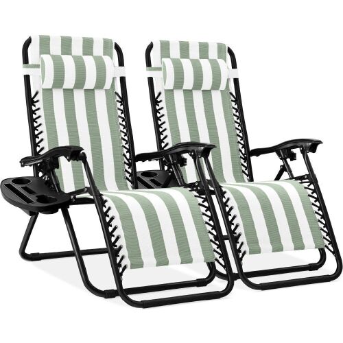 Set of 2 Adjustable Zero Gravity Patio Chair Recliners w/ Cup Holders - Lot 838