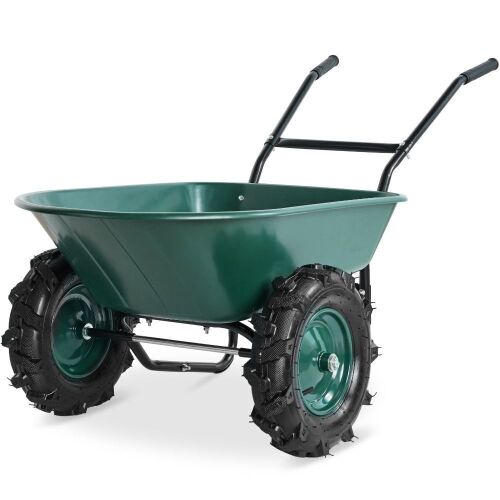 Dual-Wheel Wheelbarrow w/Built in Stand, 500lb Capacity, Extra Large Wheels - Lot 859