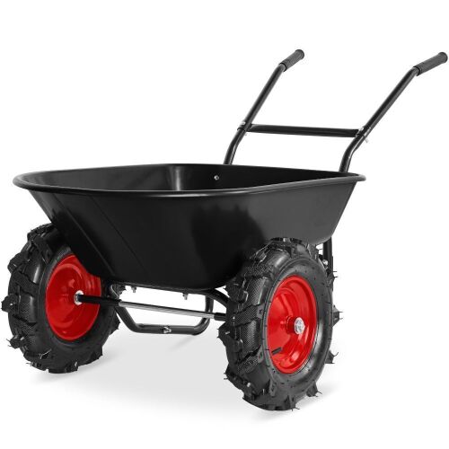 Dual-Wheel Wheelbarrow w/Built in Stand, 500lb Capacity, Extra Large Wheels - Lot 865