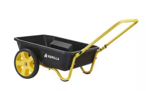 GORILLA CARTS 4 cu. ft. Poly Utility Garden Cart, 300 lbs. Capacity, 12 in. No-Flat Tires, Extra-Wide Foldable Handle