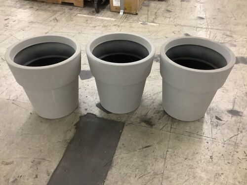 Lot of (3) Vigoro Chauncey Gray Decorative High-Density Resin Planter (19 in. L x 19 in. W x 19.3 in. H)