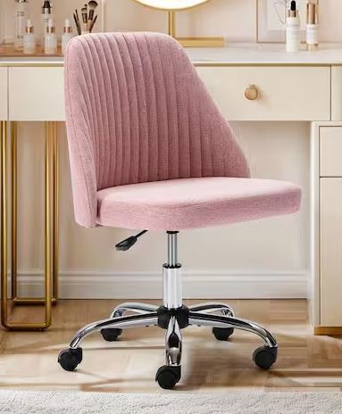 WONDER COMFORT Chic Channel Tufted Back Fabric Vanity Swivel Task Chair