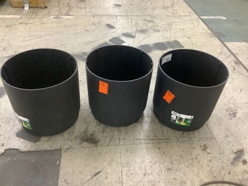 Lot of (3) Vigoro Lilliana Large Black Plastic Round Planter with Drainage Holes (16.5 in. L x 15.6 in. W x 15 in. H)