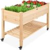 Mobile Raised Garden Bed Elevated Planter w/ Wheels, Shelf - 48x24x32in - Thumbnail 1