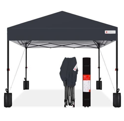 One-Person Setup Instant Pop Up Canopy w/ Case, 4 Weight Bags - 10x10ft - Lot 328