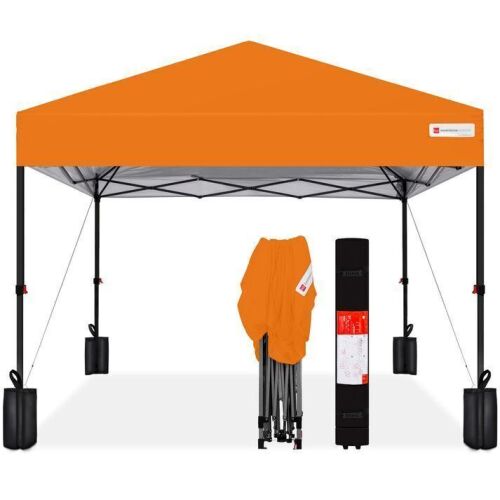 One-Person Setup Instant Pop Up Canopy w/ Case, 4 Weight Bags - 10x10ft - Lot 335