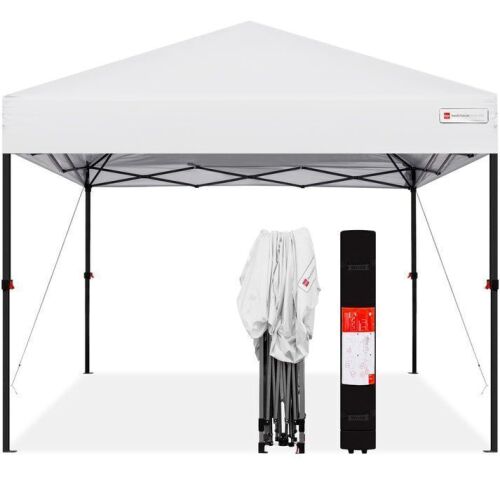 One-Person Setup Instant Pop Up Canopy w/ Case, 4 Weight Bags - 10x10ft - Lot 336