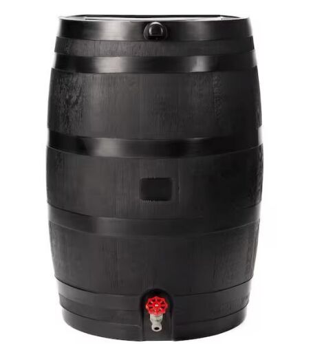 RTS Home Accents 50 Gal. Rain Barrel Black Colour with Plastic Spigot