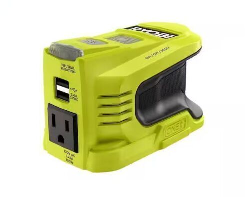 RYOBI 18V ONE+ 150-Watt Portable Battery Inverter Power Source (Tool Only) - Lot 914JF