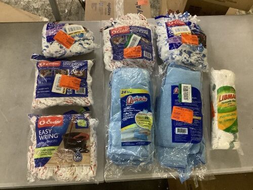 Lot of Mop Heads & Microfiber Cleaning Cloths