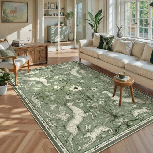 Lahome Dorval Washable Vintage Woodland Olive Green Rug