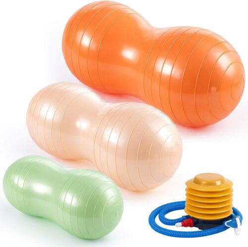 Jexine 3-Piece Anti-Burst Peanut Shape Ball Set - Exercise Yoga Balance Stability Ball for Kid Therapy, Pregnancy, and Home Gym, Includes 1 Pump, 3 Size Options