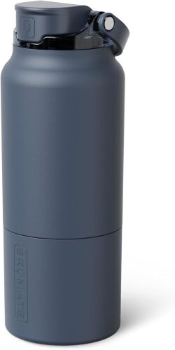 BrüMate Rise 35oz Water Bottle With Covered Silicone Straw | 100% Leakproof Insulated Water Bottle | Soft Sip Silicone Spout | Made of Stainless Steel | 35oz (Nightfall Blue)