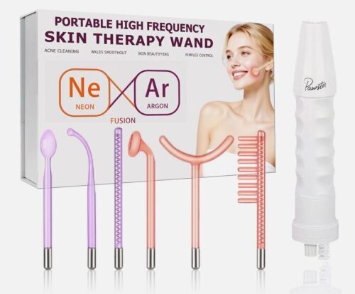 Skin Therapy Wand - Portable Skin Therapy Machine with 6 Glass Tubes - Clarifying - Skin Tightening & Radiance - Wrinkle Reducing
