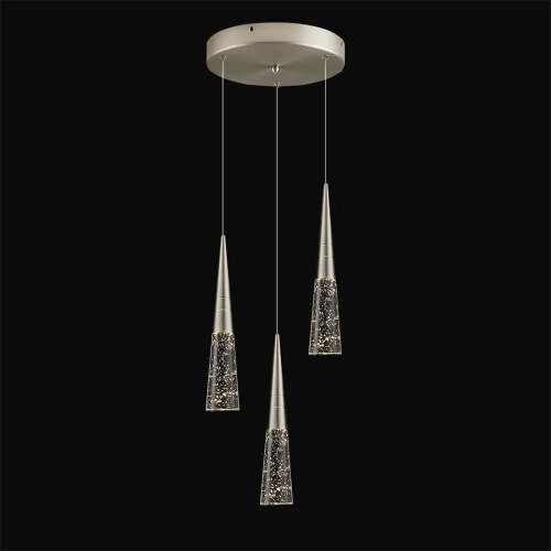 JoollySun Modern Crystal Pendant Light: Brushed Nickel 3 Cluster Hanging Lights for Kitchen Island Bathroom
