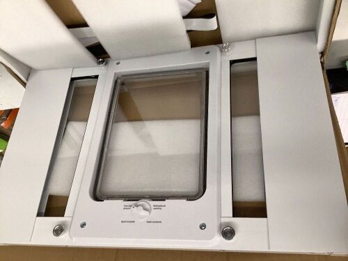 White Aluminum Medium Cat Door for Window