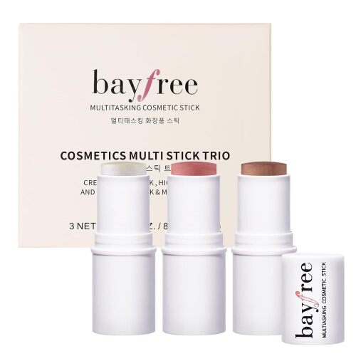 bayfree 3 PCS Makeup Cream Contour Stick Set, Highlighter Stick & Bronzer Stick & Blush Stick, Long Lasting, Natural Face Contour, Dewy & Matte Finish, Multi Stick Trio for All Skin