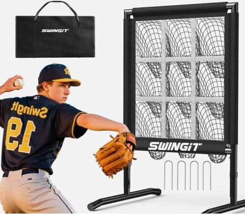 Upgrade 9 Hole Baseball Pitching Net with Strike Zone, Professional 9
